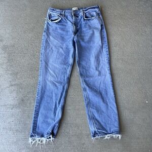 AGOLDE Kye Mid Rise Straight Crop Jeans Womens 29 Distressed